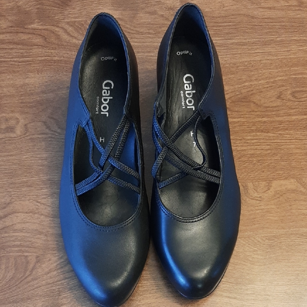 Gabor Comfort Optifit Black Heeled Shoes with Strappy Design Size 7H